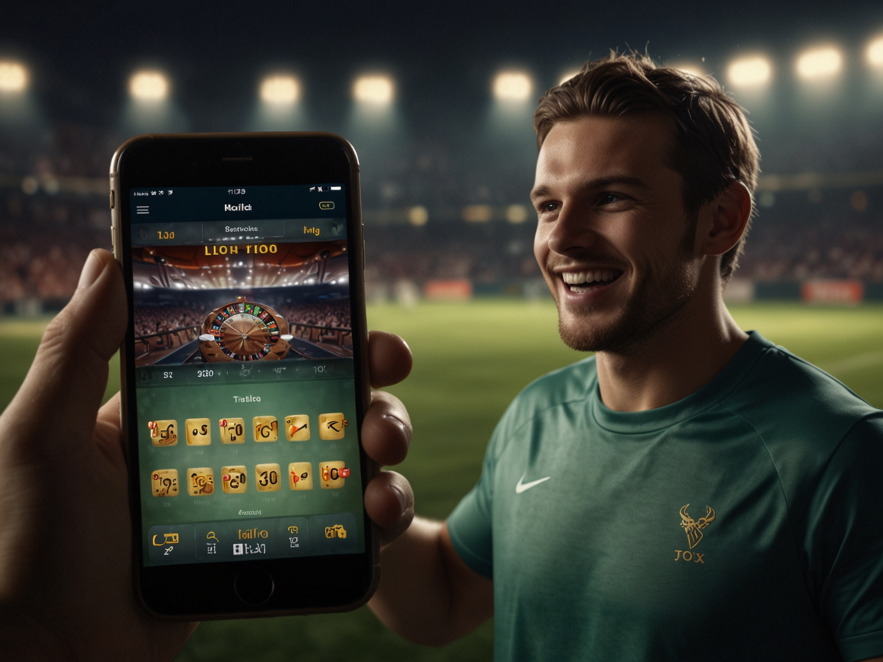 Triumphant player viewing Zinkra Casino on mobile